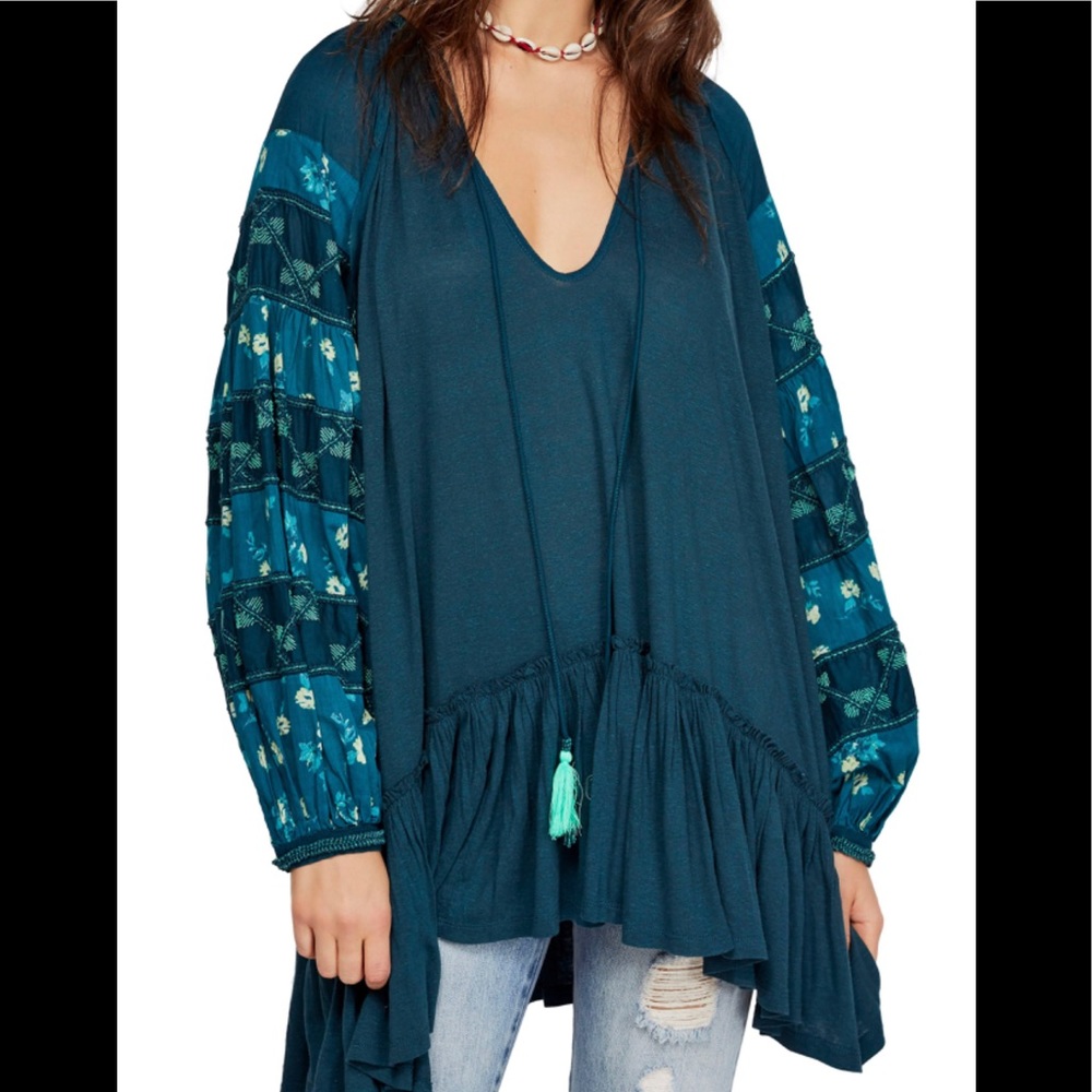 FREE PEOPLE Mix It up Tunic Green Size Med…